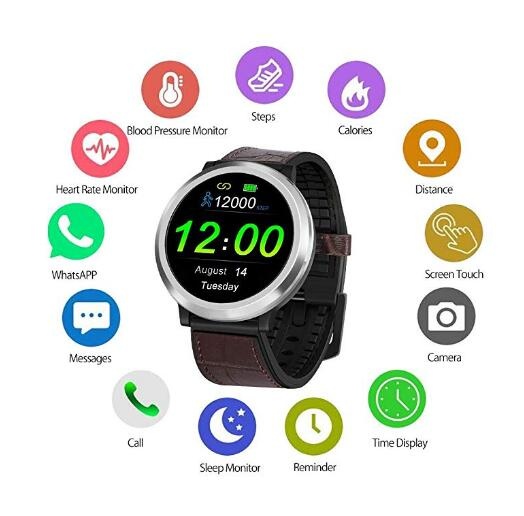 Bluetooth Smart Watch with Heart Rate Blood Pressure Sports Bracelet, 20 Days Standby Time, Sleep Water Monitoring, Easy to Connect, Compatible with Most Smartphones (Black)